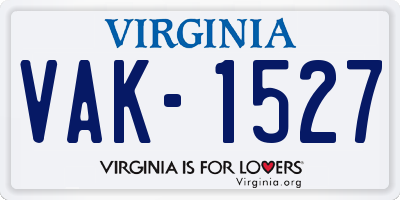 VA license plate VAK1527