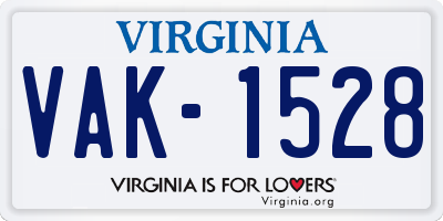 VA license plate VAK1528