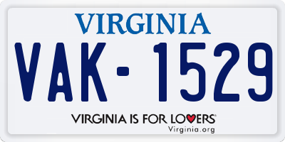 VA license plate VAK1529