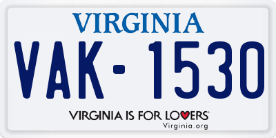 VA license plate VAK1530