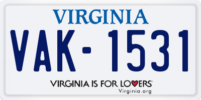 VA license plate VAK1531