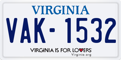 VA license plate VAK1532