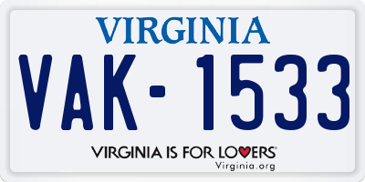 VA license plate VAK1533