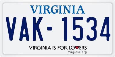 VA license plate VAK1534