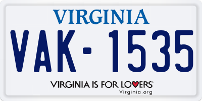 VA license plate VAK1535