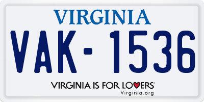 VA license plate VAK1536