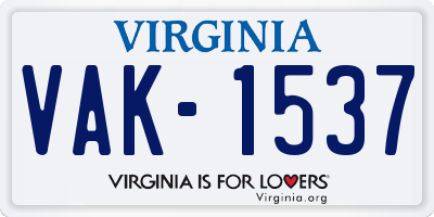 VA license plate VAK1537