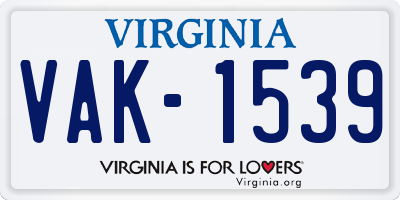 VA license plate VAK1539