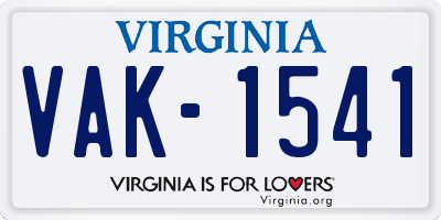 VA license plate VAK1541