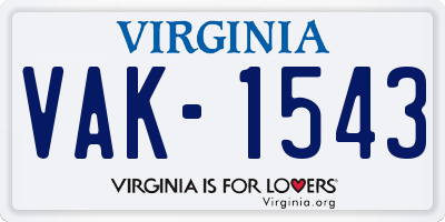 VA license plate VAK1543