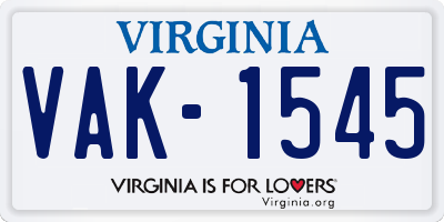 VA license plate VAK1545