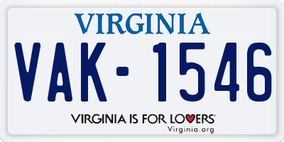 VA license plate VAK1546