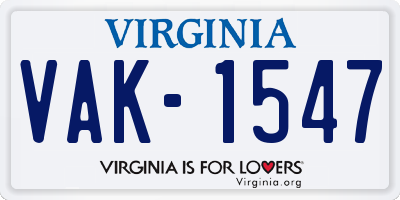 VA license plate VAK1547