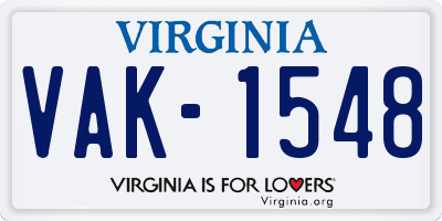 VA license plate VAK1548