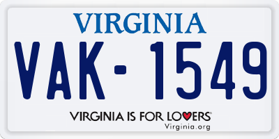VA license plate VAK1549