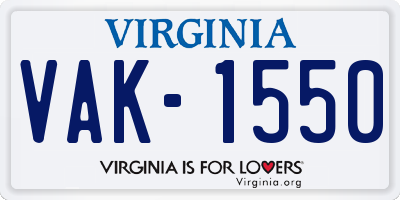 VA license plate VAK1550