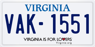 VA license plate VAK1551