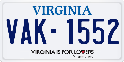 VA license plate VAK1552