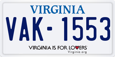 VA license plate VAK1553