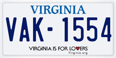 VA license plate VAK1554