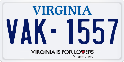 VA license plate VAK1557