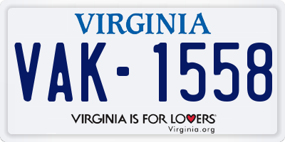 VA license plate VAK1558