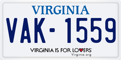 VA license plate VAK1559