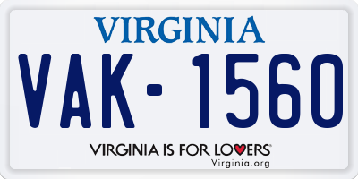 VA license plate VAK1560