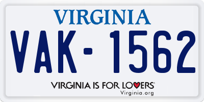 VA license plate VAK1562