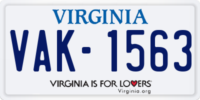 VA license plate VAK1563