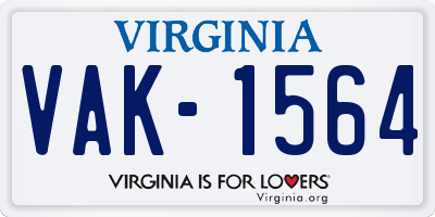VA license plate VAK1564