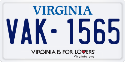 VA license plate VAK1565