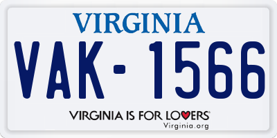 VA license plate VAK1566