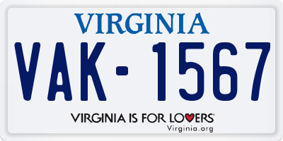 VA license plate VAK1567