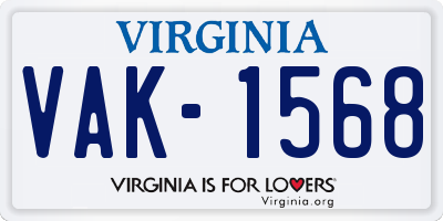 VA license plate VAK1568