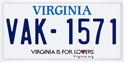 VA license plate VAK1571