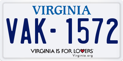 VA license plate VAK1572