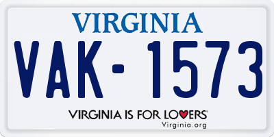 VA license plate VAK1573