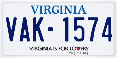 VA license plate VAK1574