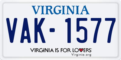 VA license plate VAK1577