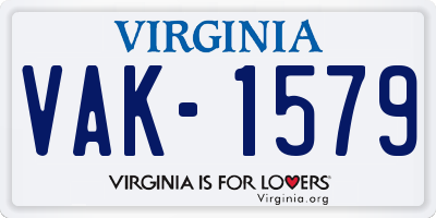 VA license plate VAK1579