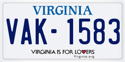 VA license plate VAK1583