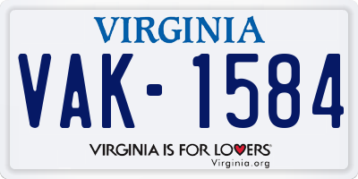 VA license plate VAK1584