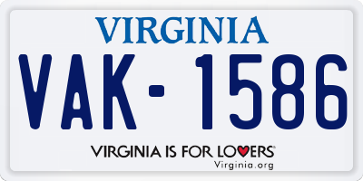 VA license plate VAK1586