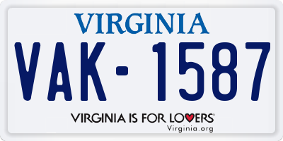 VA license plate VAK1587