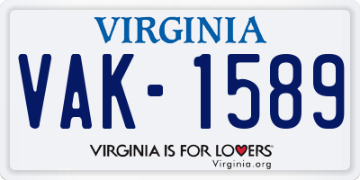 VA license plate VAK1589