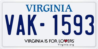 VA license plate VAK1593