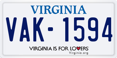 VA license plate VAK1594