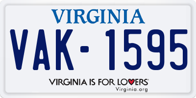 VA license plate VAK1595