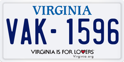 VA license plate VAK1596